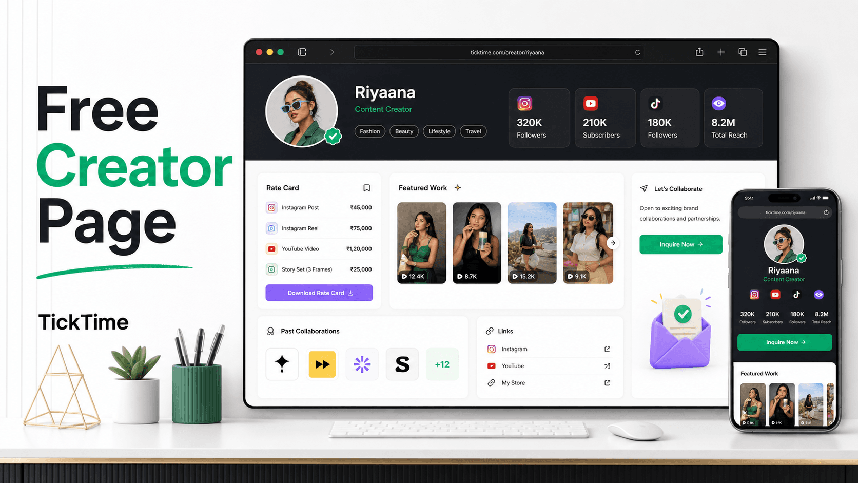 Free Creator Page for Influencers: Build Your Media Kit, Rate Card, and Brand Portfolio on TickTime